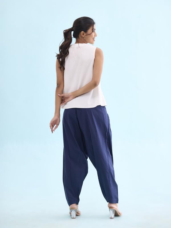 Image of GO COLORS Soft Cotton Salwar for Women | Relaxed Fit, Mid Rise, Ankle Length, Drawstrings