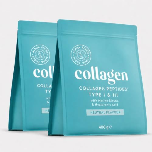 Collagen Pulver [2x 400g] | Premium Kollagen Hydrolysat | Peptide Typ 1 & 3 | Hochdosiert Kollagenpulver mit Hyaluronsäure und Elastin | Geschmacksneutral | in Deutschland hergeste