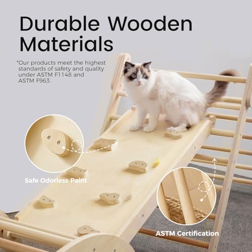 image for Tiny Land Pikler Triangle Set, 7-in-1 Foldable Pikler Triangle Climbin