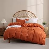 JSD Burnt Orange Duvet Cover Set Twin Size, 2 Piece Microfiber Kids Duvet Cover with Pillow Sham, Zipper Closure, Comforter Not Included