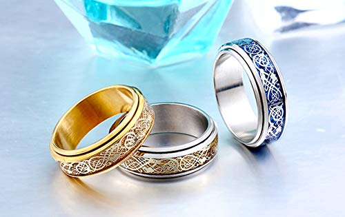 HIJONES Unisex Carbide Fiber Celtic Dragon Spinner Ring Stainless Steel Wedding Spins Band4
