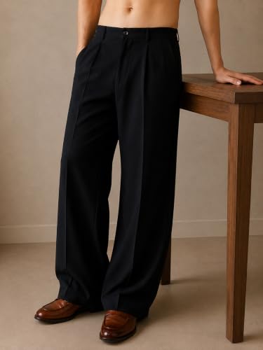 Image of Amazon Brand - INKAST Men Relaxed Fit Korean Pant | Formal Trousers | Straight Fit | Easy Wash | Office Wear