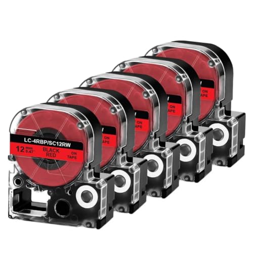 5 �p�b�N�݊� SS12KW ���n�ɍ� 12 �~�����[�g�����x���e�[�v SC12RW SC12YW SC12BW SC12GW LW 300 LW 400 �v�����^�p(5PK Black on Red)