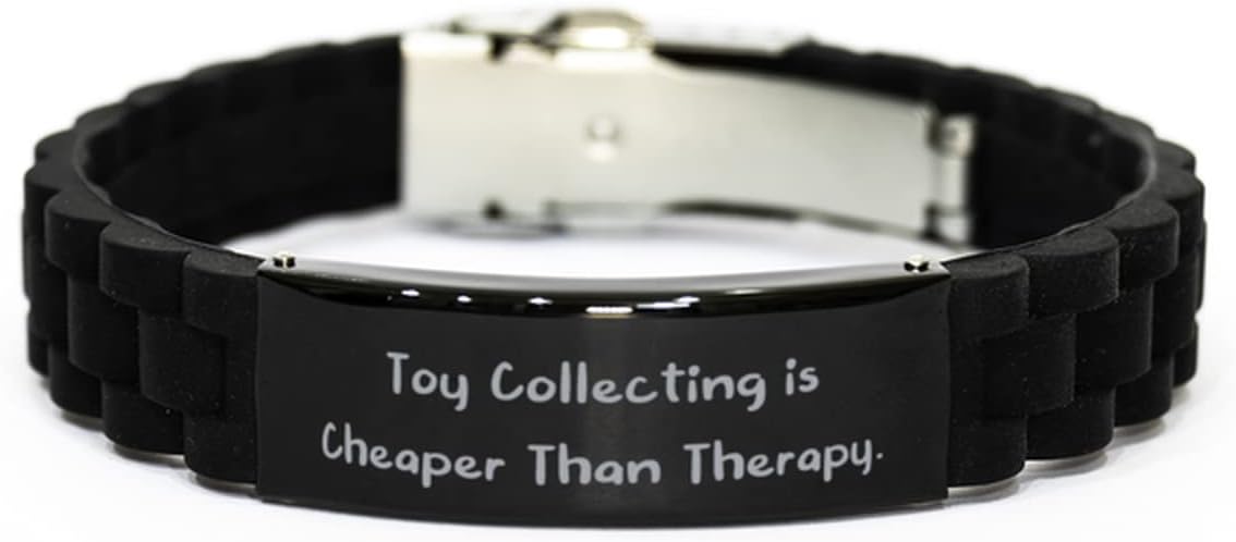 Perfect Toy Collecting Gifts, Toy Collecting is Cheaper Than Therapy., Fancy Black Glidelock Clasp Bracelet for Men Women from