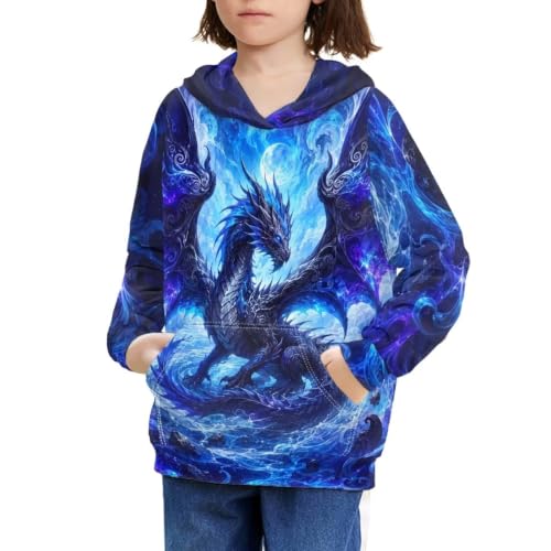 Image of WELLFLYHOM Boys Hooded Sweatshirts Hoodie Pullover Cool Graphic Crewneck Blouses Size 6-16