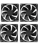 TechSupreme PACK OF 4 DC 12V Cooling Fan for PC Case 80X80X25MM Cabinet Fan 3.5-Inch Square Cooler (Black)