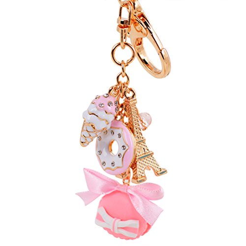 Preisvergleich Produktbild BESTOYARD Kuchen Dessert EIS Eiffelturm Bowknot Anhänger Keychain Tasche Geldbörse Schlüsselanhänger (Pink)