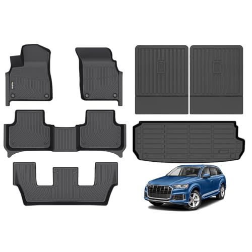 Wailtnb All Weather Floor Mats & Cargo Liner Backrest Mat for Audi Q7 / SQ7 2017-2024 2025 Liners Custom Fit Audi Q7 2017-2025 Waterproof Durable Easy to Clean Accessories SQ7