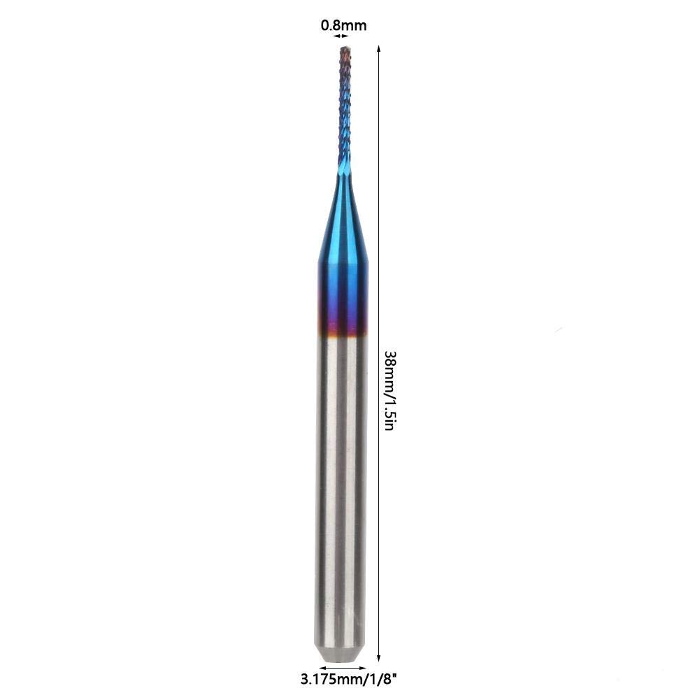 10 stücke Wolframfräser Blau Beschichtet Spiralfräser Fräsmaschine Cutter Bohrer CNC Fräser Set Werkzeug(0.8mm)