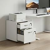 buybyroom Rollcontainer mit 2 Schubladen, Abschließbar Aktenschrank mit 5 Rollen, Büroschrank...