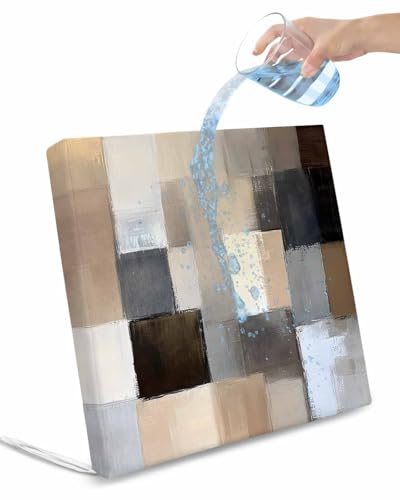 2 Pack Brown Beige Plaid Waterproof Cushion Covers with Ties, Outdoor Patio Chaise Lounge Chair Seat Cushion Slip Covers Replacement(Only Cover) Abstract Oil Painting Checkered 20