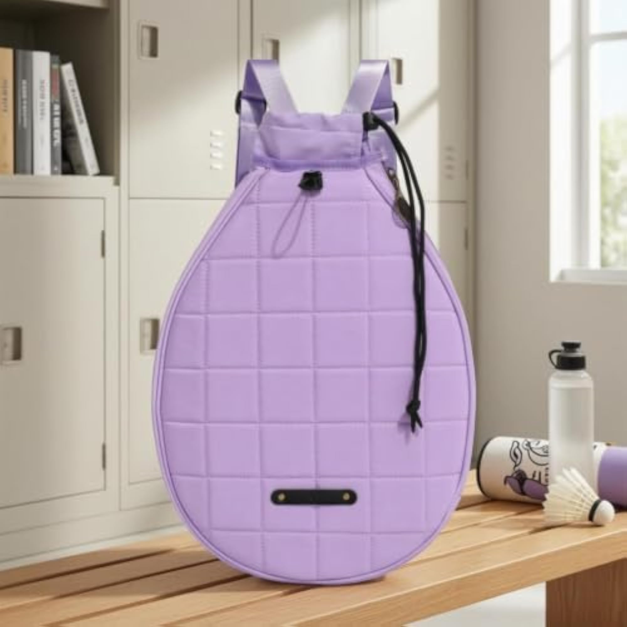 Padded Quilted Teardrop Backpack for Gym Use, Black