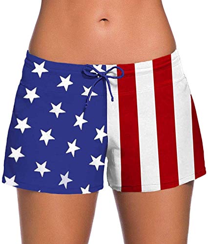 Hajotrawa – Calcinha de biquíni para praia, Lace Up-american Flag, S