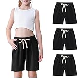 3 Pack Girls Boys Athletic Shorts Drawstring Cotton Linen Bermuda Shorts Elastic Waist Sports Shorts for Kids Teens ropa de niña de 12 años