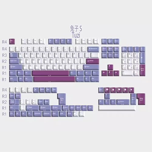 163 Keys Doubleshot Keycaps Cherry Profile Tuzi Keycaps Set 7u Spacebar Fit for 61/64/87/104/108 Cherry Mx Switches ISO ANSI Layout Mechanical Keyboards Alice Keyboards