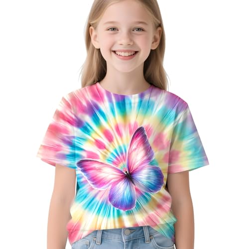 Image of Kids Neon Tie Dye Shirt for Boys Girls Tie-Dye T-Shirt Hippes Tshirt Senior Children Tee Size 6-16 Years Age
