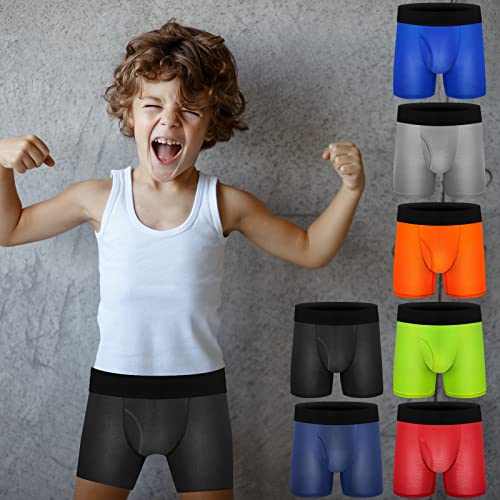 Boys Boxer Briefs, Ultra Soft Tagless Cotton Toddler Underwear | Breathable Mesh Performance Sport Big Boy Boxer Briefs with Fly 7Pack L2