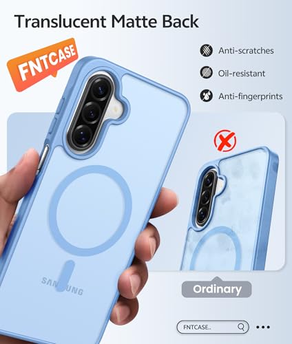 Image of FNTCASE for Galaxy A17 /A16 5G Phone Case: for Samsung A17 Cases [Compatible with Magsafe] [Screen Protector] Matte Translucent Military Grade Protection for Samsung A 17 & A 16 4G Cover - Light Blue