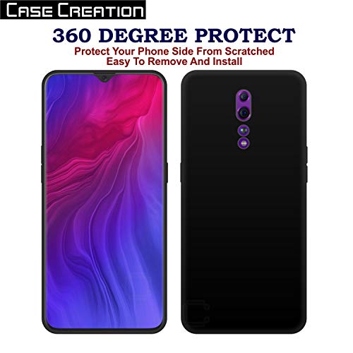 Image of Case Creation for Oppo Reno Z 2019 Back case, Oppo Reno Z Slim Flexible Smart Look case with 360 Camera All Angle Protection (Pure Black)