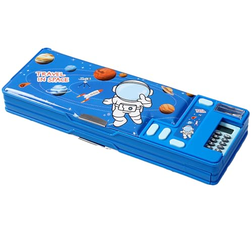 LilyBeauty Estojo Multifuncional Com Calculadora, Apontador E Currículo, Vários Padrões Fofos, Adequado Para Meninas Meninos Do Ensino Fundamental, Ótimos Presentes Crianças (Azul)