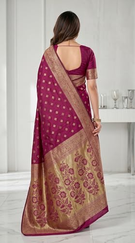 Image of C J Enterprise Women's Banarasi Saree Pure Kanjivaram Style Silk Saree With Blouse Piece for Wedding (Pari-160)