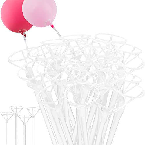 Horolas 50 Pcs Balloon Sticks,16 Inch Balloon Sticks With Cups, Bobo Balloon Clear Sticks Stand For Wedding Birthday Baby Kids' Party Centerpieces #TOP9