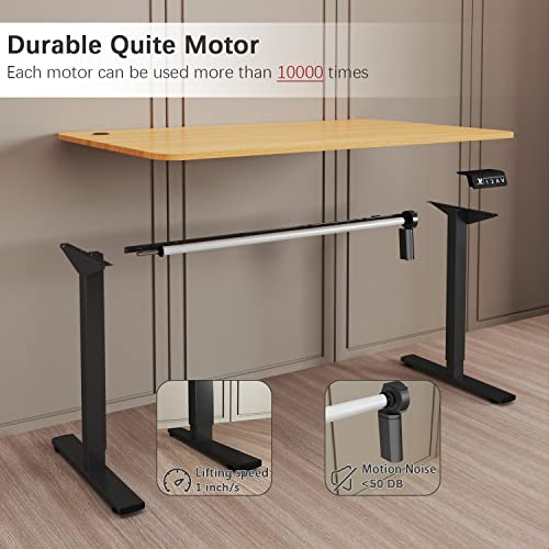 Furmax Electric Height Adjustable Standing Desk Large 55 X 24 Inches Sit Stand Up Desk Home Office Computer Desk Memory Preset With T-Shaped Metal Bracket, Black&Wood #TOP5