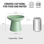 6.2 Inch Extra Wide Elevated Ceramic Cat Bowls, Food and Water Bowl Set for Elder Big Cats Small Dogs, Raised Design for Pet Easy Eating, Protect Cat's Spine Set of 2(Light Green) - Image 2