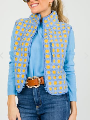 Mxiqqpltky Checkered Sherpa Vest for Women Y2k High Neck Zip Up Plaid Fleece Vest Fall Winter Lightweight Sleeveless Jacket3