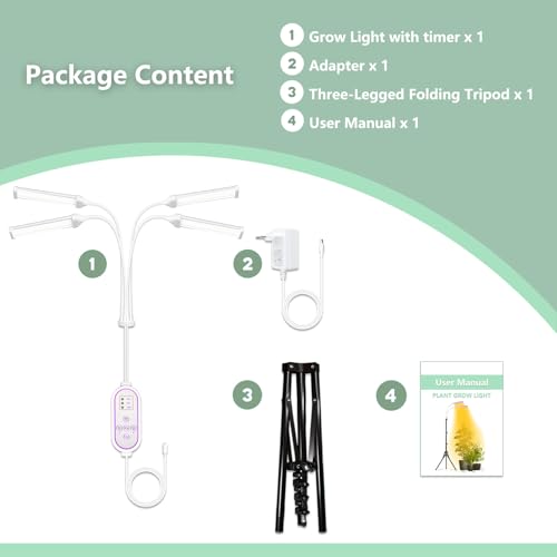Secefeao Pflanzenlampen LED Vollspektrum, Pflanzenleuchte Pflanzenlicht mit Ständer Pflanzen LED Wachstumslampe für Pflanzen mit… – Ansicht 5