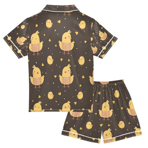 senya Chicken with Apron Satin Summer Pajama Sets Silk Short Sleeve Button Down Sleepwear2