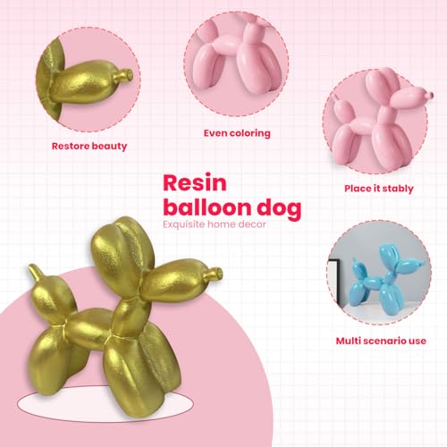 Estatua de perro globo de resina rosa para decoración miniatura 3