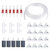 Nothers GZkushi 12m Aquarium Luftschlauch 4/6mm, 6 Luftstein, 6 Rückschlagventil, 12 I/T Schlauchverbinder 4mm, 18 Saugnapf, Luftpumpe Zubehör (43 STK)