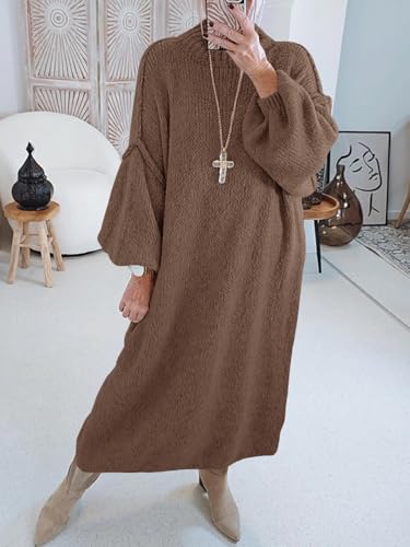 Saodimallsu Womens Oversized Sweater Dress Mock Neck Long Sleeve Casual  Warm Chunky Knit Fall Winter Maxi Dresses - Product Details