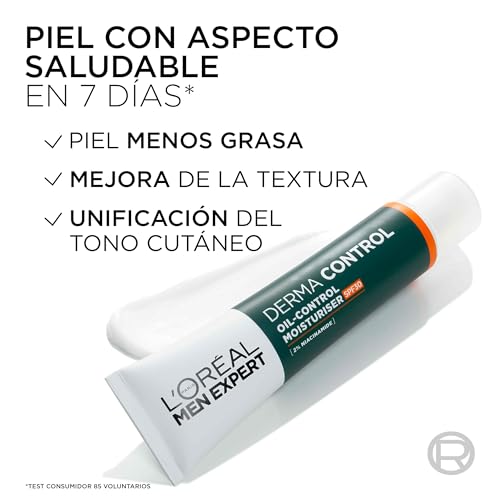 Miniatura 3 de L'ORÉAL Paris Men Expert Derma Control Oil-Control Crema Hidratante Facial SPF30 Con Niacinamida, para Hombre con Piel Grasa y Tendencia Acneica. Reduce las Manchas y Marcas Post Acné. (Paquete de 2)