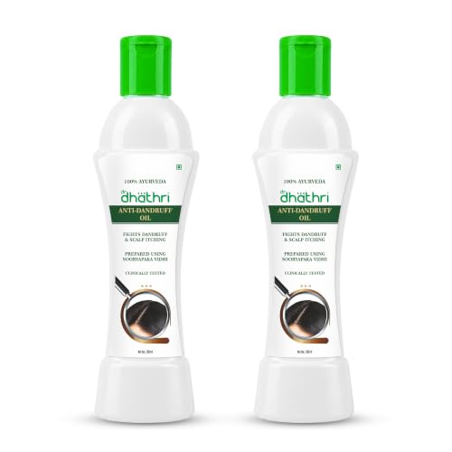 Image of Dhathri Anti-Dandruff Oil with Danthappala, Musk Root & Indian Barberry | Controls Dandruff & Reduce Scalp Itching & Irritation | Nourishes & Strengthen Hair | All Hair Types, Pack of 2x100ml