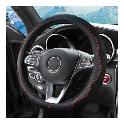 zipelo 14.5"-15" Car Steering Wheel Cover, Auto Interior Wheel Protector with Durable Soft Breathable Anti-Slip Linging Leather, Universal for Vehicles Trucks SUVs Accessories for Men Women (Black) Cover