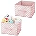 mDesign Juego de 2 contenedores de tela – Organizadores de juguetes de lunares para dormitorios infantiles – Cajas organizadoras en fibra sintética para ropa de bebé, juguetes y más – rosa/blanco