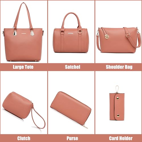 Image of OTMIPIML Purses and Handbags for Women Synthetic Leather Tote Crossbody Bags Satchel Purses Set 6pcs | Set