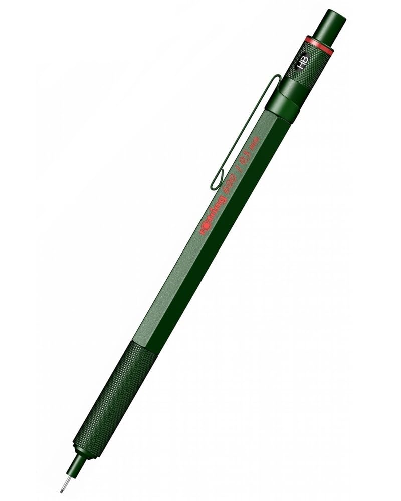 rOtring Set di 600 penne a sfera e portamine meccaniche con incisione, set di scrittura in metallo di alta qualità, personalizzabile, con custodia, regalo per ufficio, studio e tecnica (verde)