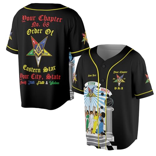 Custom Chapter Name OES Order of The Eastern Star Masonic The Light Connection 3D Baseball Jersey S-5XL miniatura 1
