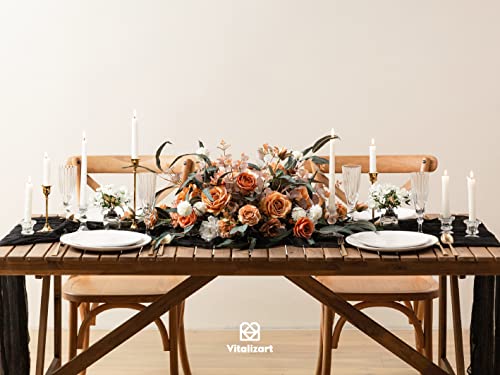 Vitalizart Cheesecloth Table Runner Black 35 X 120 Inches Gauze Tablecloth 10Ft Boho Rustic Decorations For Wedding Decor Reception Bridal Shower Holiday Party #TOP3