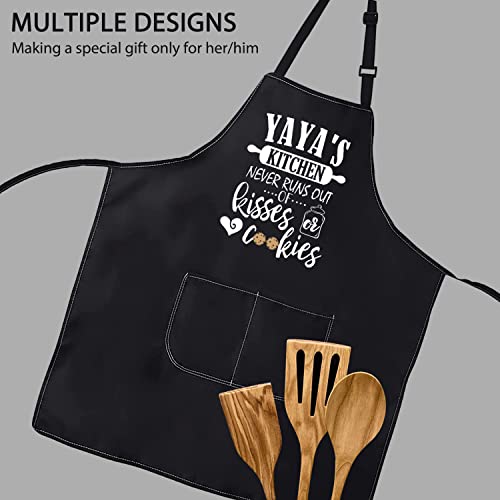 Pofull Yaya Gift Yaya Birthday Apron Yaya's Kitchen Never Runs Out Of Kisses And Cookies (Yaya's Kitchen Apron) #TOP3