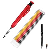 🖍️️[Juego de lápices de carpintero sólido] El sólido juego de portaminas incluye un marcador rojo, una caja con 6 minas de repuesto (2rojo + 2amarillo + gris), un lápiz negro perpetuo y una punta de repuesto. Los accesorios están completos para cumplir con los requisitos de funcionamiento de diferentes sitios de construcción.