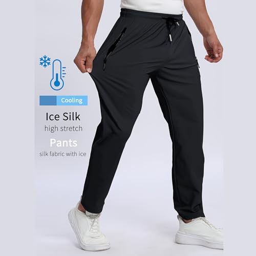 Ice Silk Mesh Panel Casual Pants, Quick Drying Comfort Cooling Pants for Men Over 552