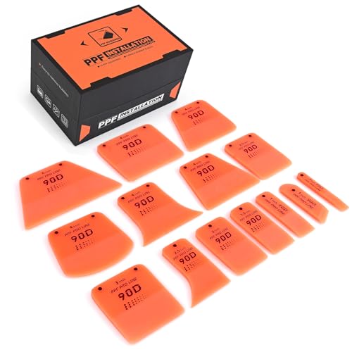 FOSHIO 14PCS PPF Squeegee in Various Shapes Magnetic PPF Tools for The Front Bumper Door Handles Caps and Mirror Covers Soft TPU Rubber Squeegee Vinyl Wrap Tools in Gift Box Packaging