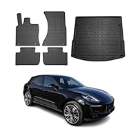 OMAC Fußmatten & Kofferraumwanne Set kompatibel mit Porsche Macan 2014-2025 Gummi Schwarz 5X