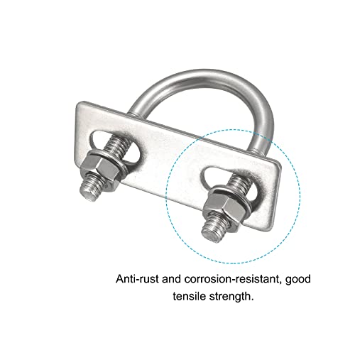 Image of METALLIXITY U Bolts 4 Sets (M6x27x47mm), Round U Bolt 304 Stainless Steel with Accessories - for Construction, Pipe