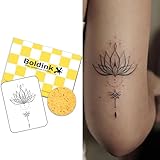 Boldink Temporary Tattoos, semi permanent tattoos, 15-day long lasting tattoo sticker, waterproof and anti-reflective, unique design（Lotus 2）
