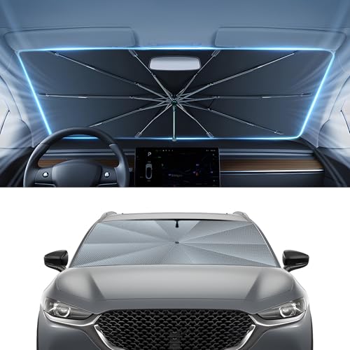 Image of Autorder Windshield Sun Shade Umbrella for 2019-2025 2026 Mazda CX-30 CX30 Accessories,Upgraded Ice Crystal Material,Easy Setup Umbrella Sunshade for Car Windshield,100% Sun Blocking
